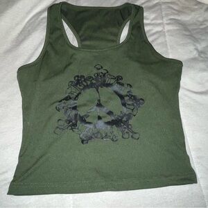Green peace symbol crop top